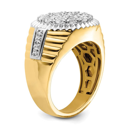 10K Bicolor Herren-Clusterring mit 2 ct. im Labor gezüchteten Diamanten VS/SI+ G+