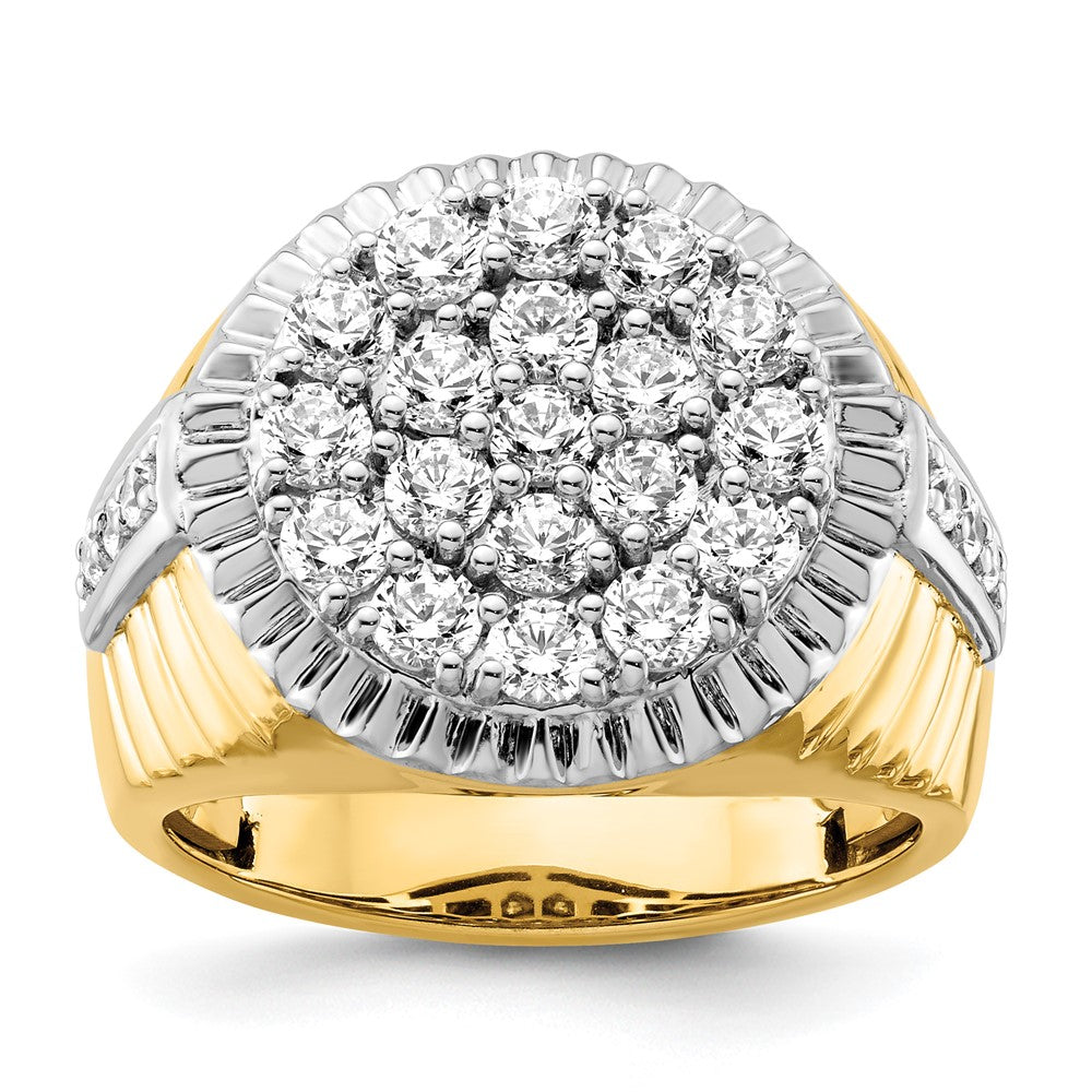 10K Bicolor Herren-Clusterring mit 2 ct. im Labor gezüchteten Diamanten VS/SI+ G+