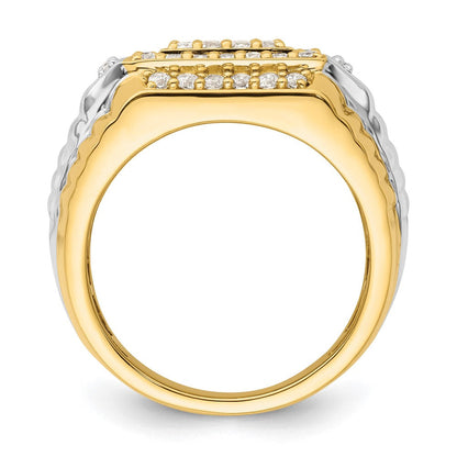 14K Bicolor Herrenring mit 1 ct. Labor-Diamant, VS/SI+, G+