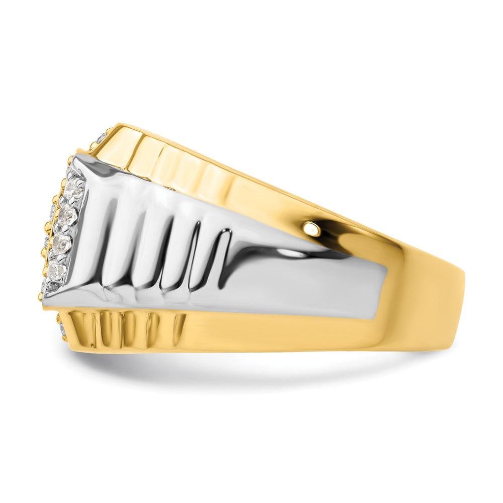 14K Bicolor Herrenring mit 1 ct. Labor-Diamant, VS/SI+, G+