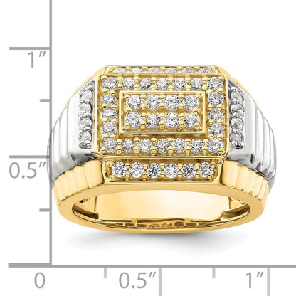 14K Bicolor Herrenring mit 1 ct. Labor-Diamant, VS/SI+, G+