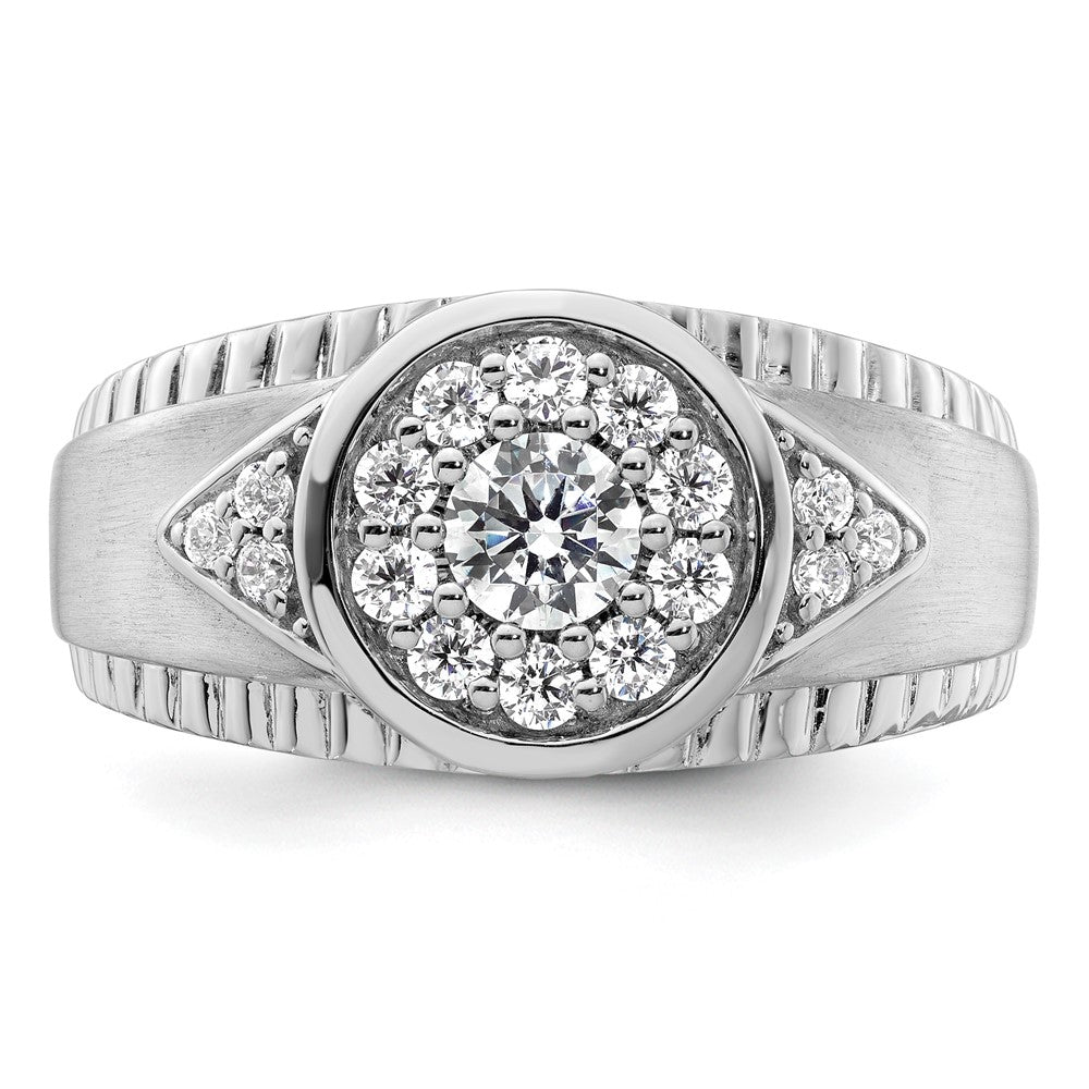 14K Weißgold Herren-Cluster-Ring mit 1 ct. Labor-gezüchtetem Diamant VS/SI+ G+
