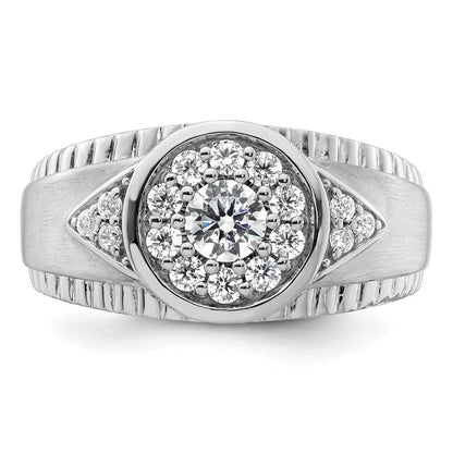 14K Weißgold Herren-Cluster-Ring mit 1 ct. Labor-gezüchtetem Diamant VS/SI+ G+