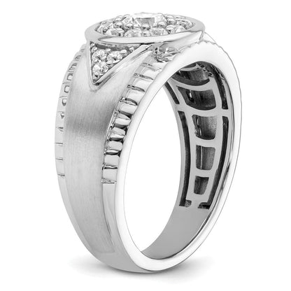 14K Weißgold Herren-Cluster-Ring mit 1 ct. Labor-gezüchtetem Diamant VS/SI+ G+
