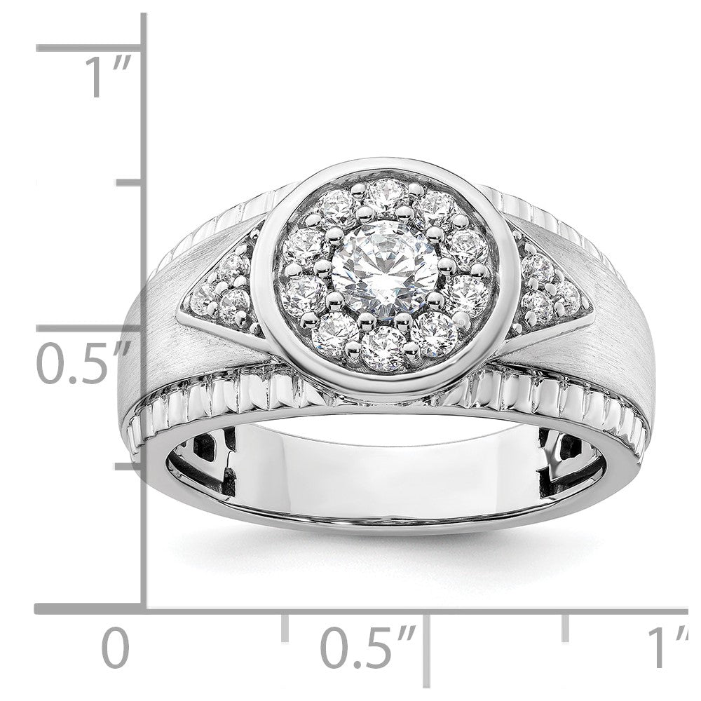 14K Weißgold Herren-Cluster-Ring mit 1 ct. Labor-gezüchtetem Diamant VS/SI+ G+
