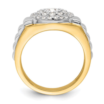 14K Bicolor Ring mit 1,25 ct. Labor-gezüchteten Diamanten VS/SI+ G+ im Cluster-Design für Herren