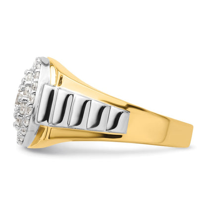 14K Bicolor Ring mit 1,25 ct. Labor-gezüchteten Diamanten VS/SI+ G+ im Cluster-Design für Herren