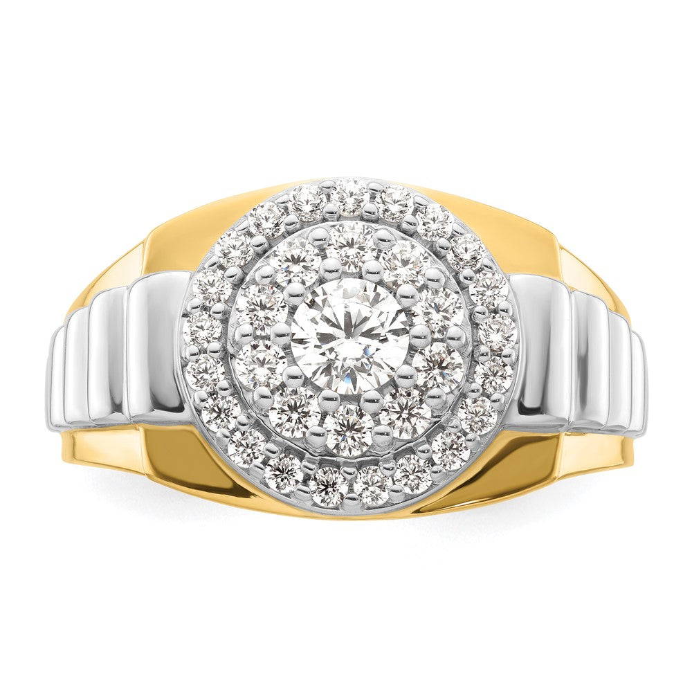 14K Bicolor Ring mit 1,25 ct. Labor-gezüchteten Diamanten VS/SI+ G+ im Cluster-Design für Herren