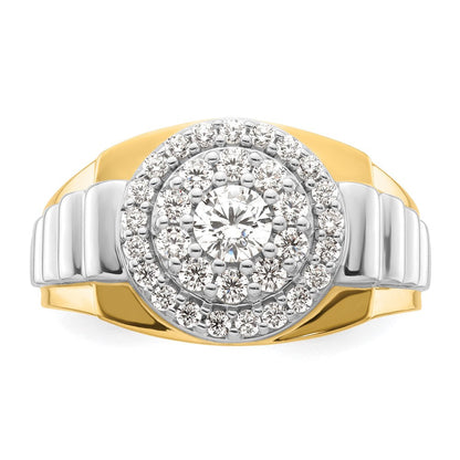 14K Bicolor Ring mit 1,25 ct. Labor-gezüchteten Diamanten VS/SI+ G+ im Cluster-Design für Herren