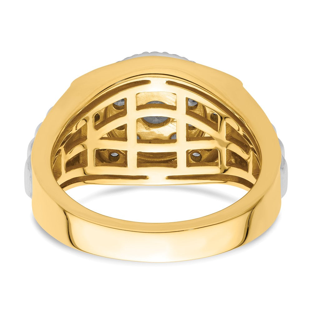 14K Bicolor Ring mit 1,25 ct. Labor-gezüchteten Diamanten VS/SI+ G+ im Cluster-Design für Herren