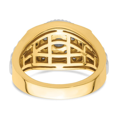 14K Bicolor Ring mit 1,25 ct. Labor-gezüchteten Diamanten VS/SI+ G+ im Cluster-Design für Herren