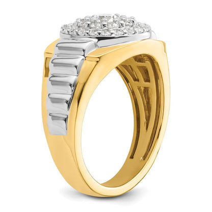 14K Bicolor Ring mit 1,25 ct. Labor-gezüchteten Diamanten VS/SI+ G+ im Cluster-Design für Herren