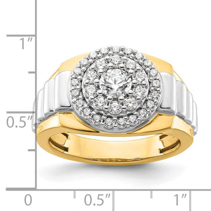 14K Bicolor Ring mit 1,25 ct. Labor-gezüchteten Diamanten VS/SI+ G+ im Cluster-Design für Herren