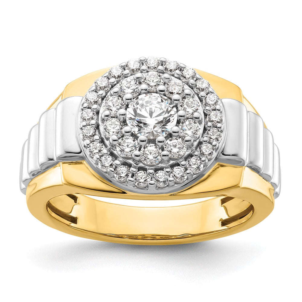 14K Bicolor Ring mit 1,25 ct. Labor-gezüchteten Diamanten VS/SI+ G+ im Cluster-Design für Herren