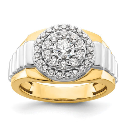 14K Bicolor Ring mit 1,25 ct. Labor-gezüchteten Diamanten VS/SI+ G+ im Cluster-Design für Herren