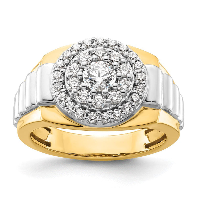 14K Bicolor Ring mit 1,25 ct. Labor-gezüchteten Diamanten VS/SI+ G+ im Cluster-Design für Herren