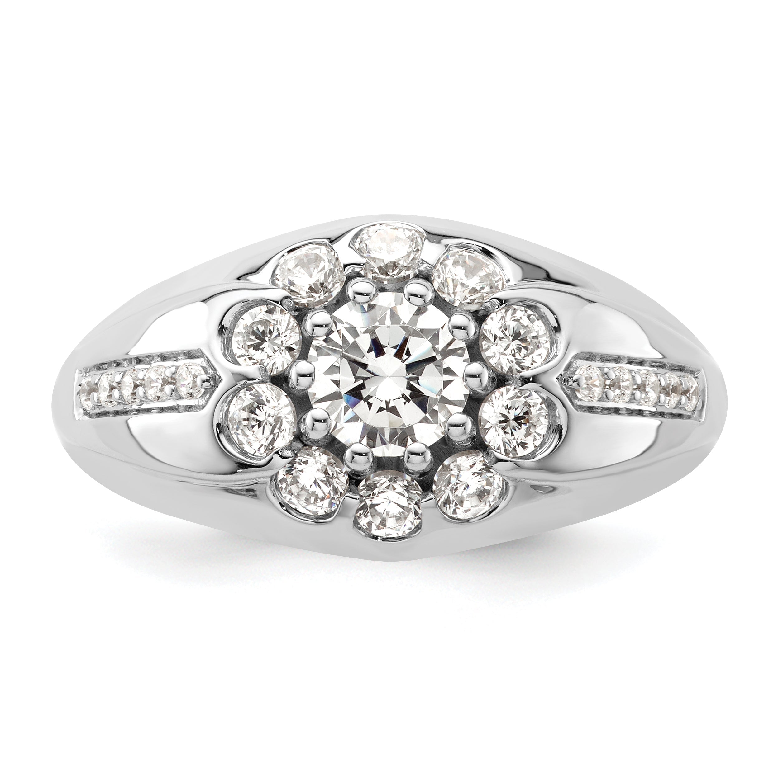 14K Weißgold Herrenring mit 1,5 ct. Labor-gezüchteten Diamanten VS/SI+ G+