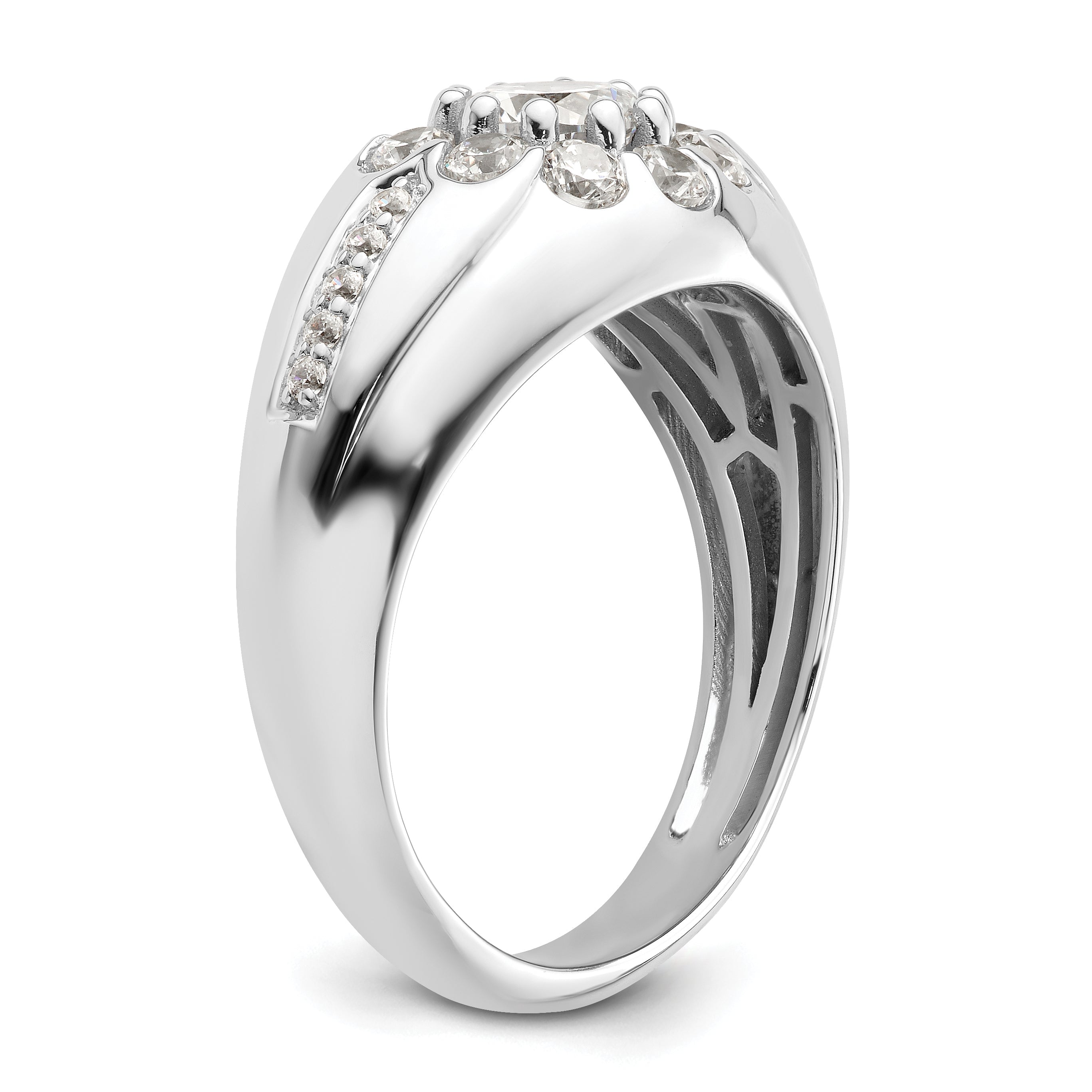 14K Weißgold Herrenring mit 1,5 ct. Labor-gezüchteten Diamanten VS/SI+ G+