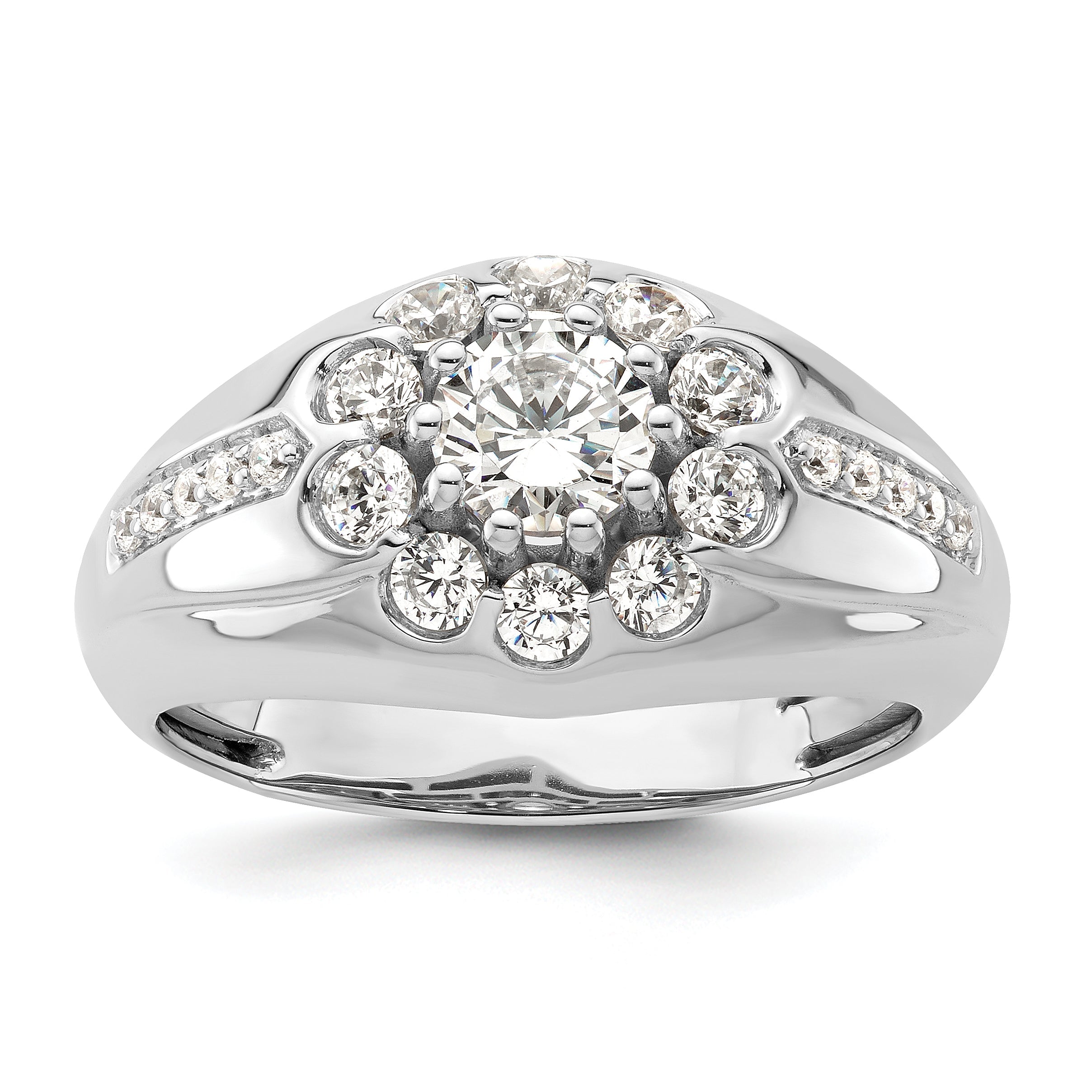 14K Weißgold Herrenring mit 1,5 ct. Labor-gezüchteten Diamanten VS/SI+ G+