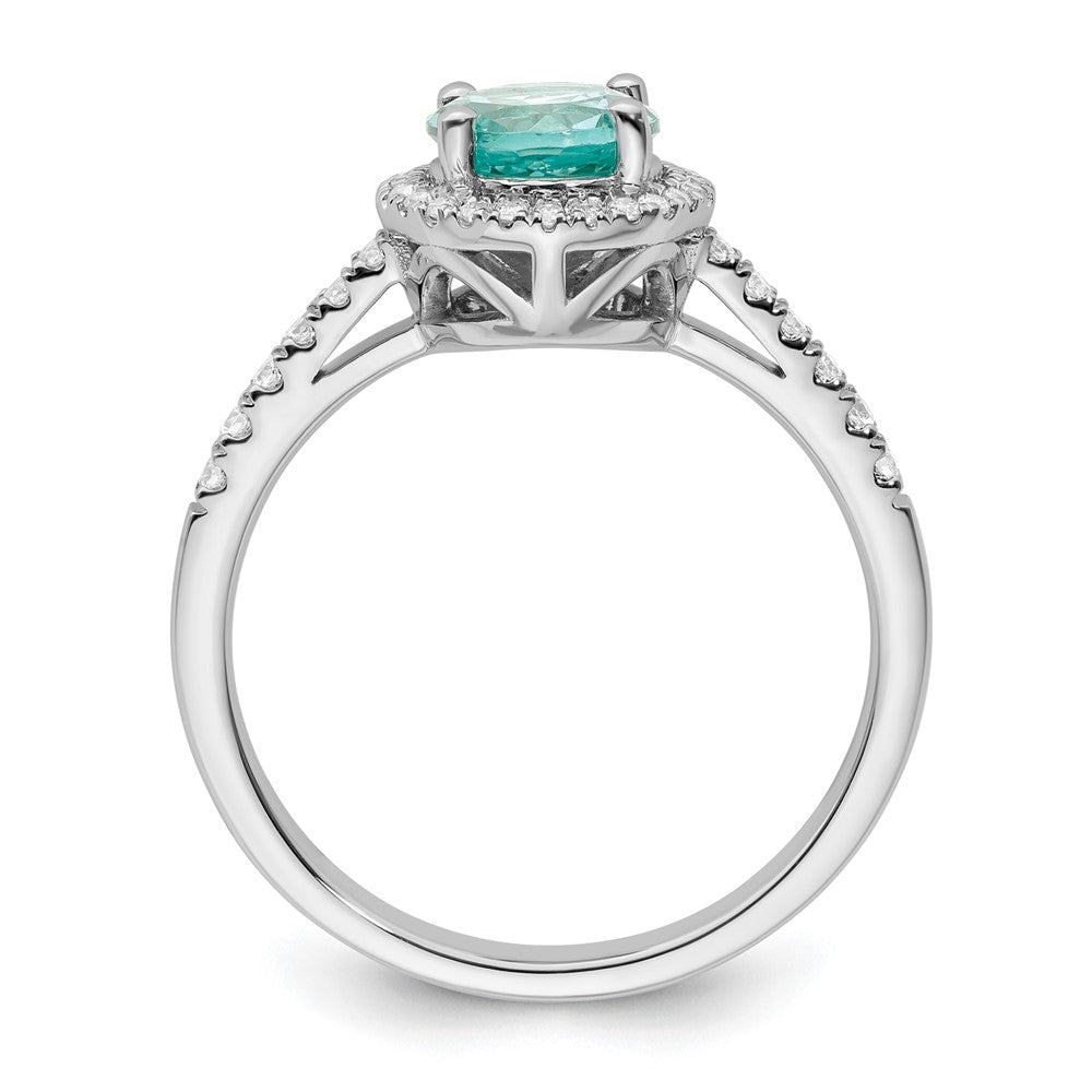 Pure Serenity 14K Weißgold Ring mit 0,2 ct. im Labor gezüchteten Diamanten VS/SI+ G+ und im Labor gezüchtetem Paraiba-Turmalin