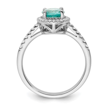 Pure Serenity 14K Weißgold Ring mit 0,2 ct. im Labor gezüchteten Diamanten VS/SI+ G+ und im Labor gezüchtetem Paraiba-Turmalin