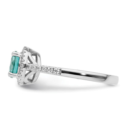 Pure Serenity 14K Weißgold Ring mit 0,2 ct. im Labor gezüchteten Diamanten VS/SI+ G+ und im Labor gezüchtetem Paraiba-Turmalin