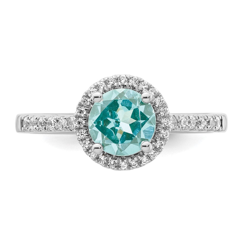 Pure Serenity 14K Weißgold Ring mit 0,2 ct. im Labor gezüchteten Diamanten VS/SI+ G+ und im Labor gezüchtetem Paraiba-Turmalin