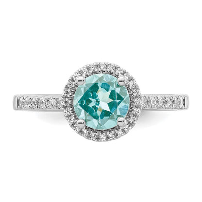 Pure Serenity 14K Weißgold Ring mit 0,2 ct. im Labor gezüchteten Diamanten VS/SI+ G+ und im Labor gezüchtetem Paraiba-Turmalin