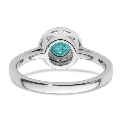 Pure Serenity 14K Weißgold Ring mit 0,2 ct. im Labor gezüchteten Diamanten VS/SI+ G+ und im Labor gezüchtetem Paraiba-Turmalin