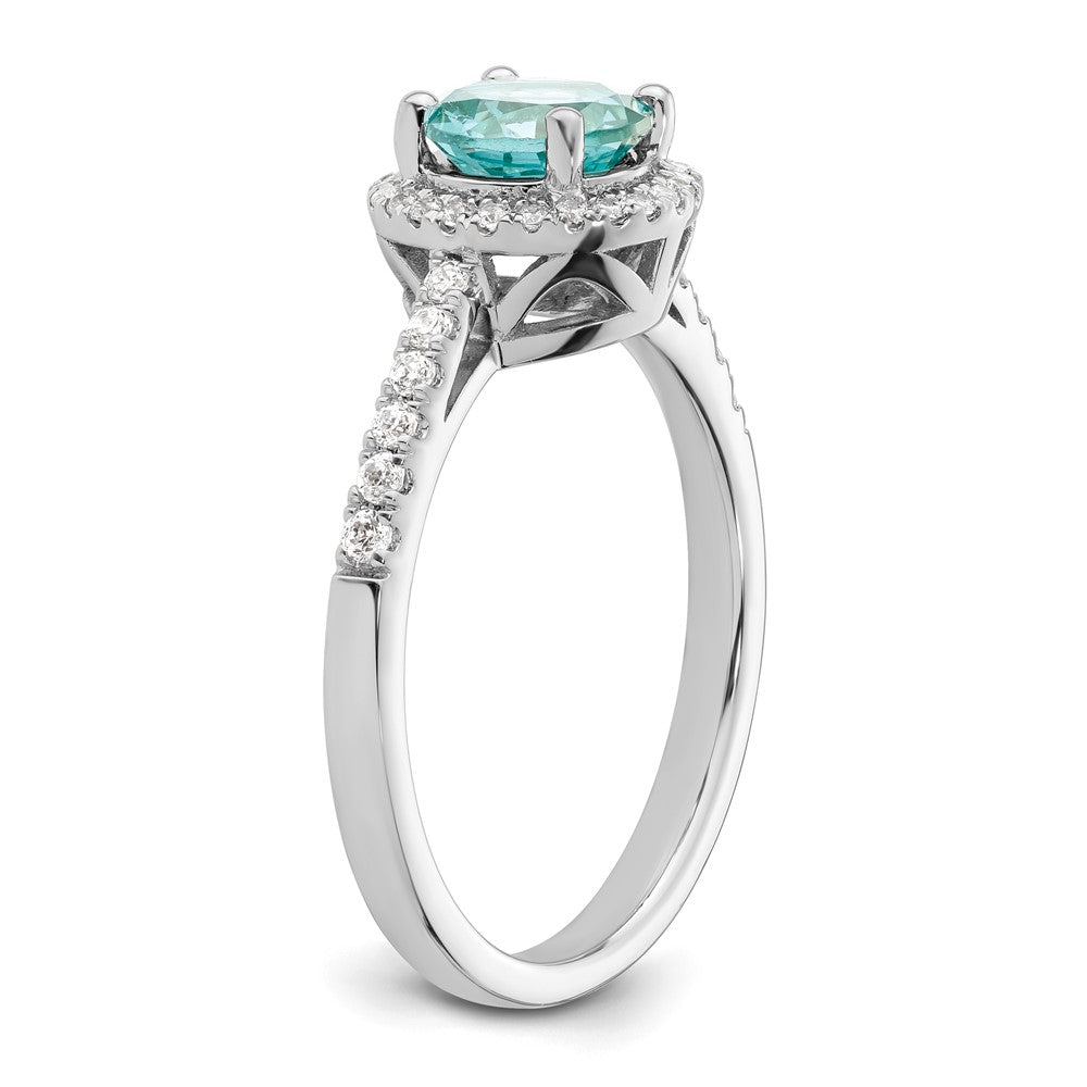 Pure Serenity 14K Weißgold Ring mit 0,2 ct. im Labor gezüchteten Diamanten VS/SI+ G+ und im Labor gezüchtetem Paraiba-Turmalin