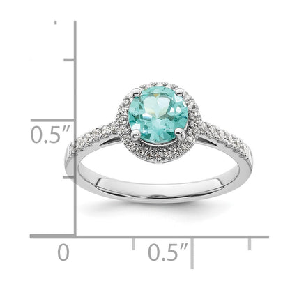 Pure Serenity 14K Weißgold Ring mit 0,2 ct. im Labor gezüchteten Diamanten VS/SI+ G+ und im Labor gezüchtetem Paraiba-Turmalin