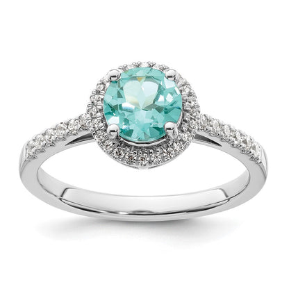 Pure Serenity 14K Weißgold Ring mit 0,2 ct. im Labor gezüchteten Diamanten VS/SI+ G+ und im Labor gezüchtetem Paraiba-Turmalin