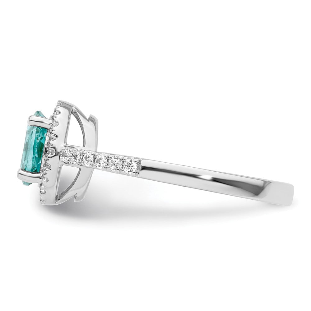 Pure Serenity 14K Weißgold Ring mit 0,2 ct. Laborgezüchteten Diamanten VS/SI+ G+ und laborgezüchtetem Paraiba