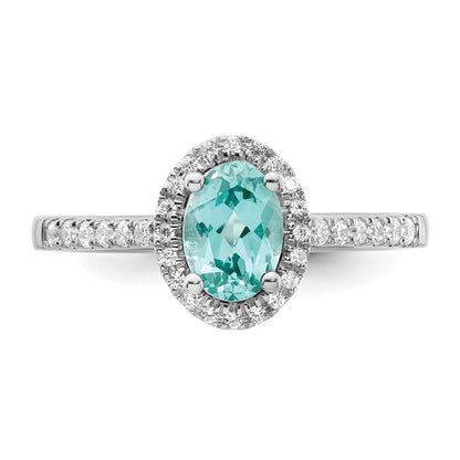 Pure Serenity 14K Weißgold Ring mit 0,2 ct. Laborgezüchteten Diamanten VS/SI+ G+ und laborgezüchtetem Paraiba