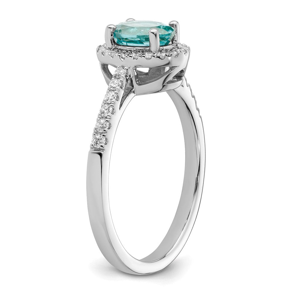 Pure Serenity 14K Weißgold Ring mit 0,2 ct. Laborgezüchteten Diamanten VS/SI+ G+ und laborgezüchtetem Paraiba