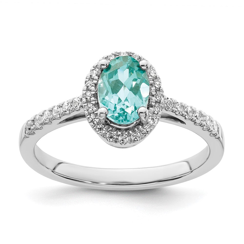 Pure Serenity 14K Weißgold Ring mit 0,2 ct. Laborgezüchteten Diamanten VS/SI+ G+ und laborgezüchtetem Paraiba