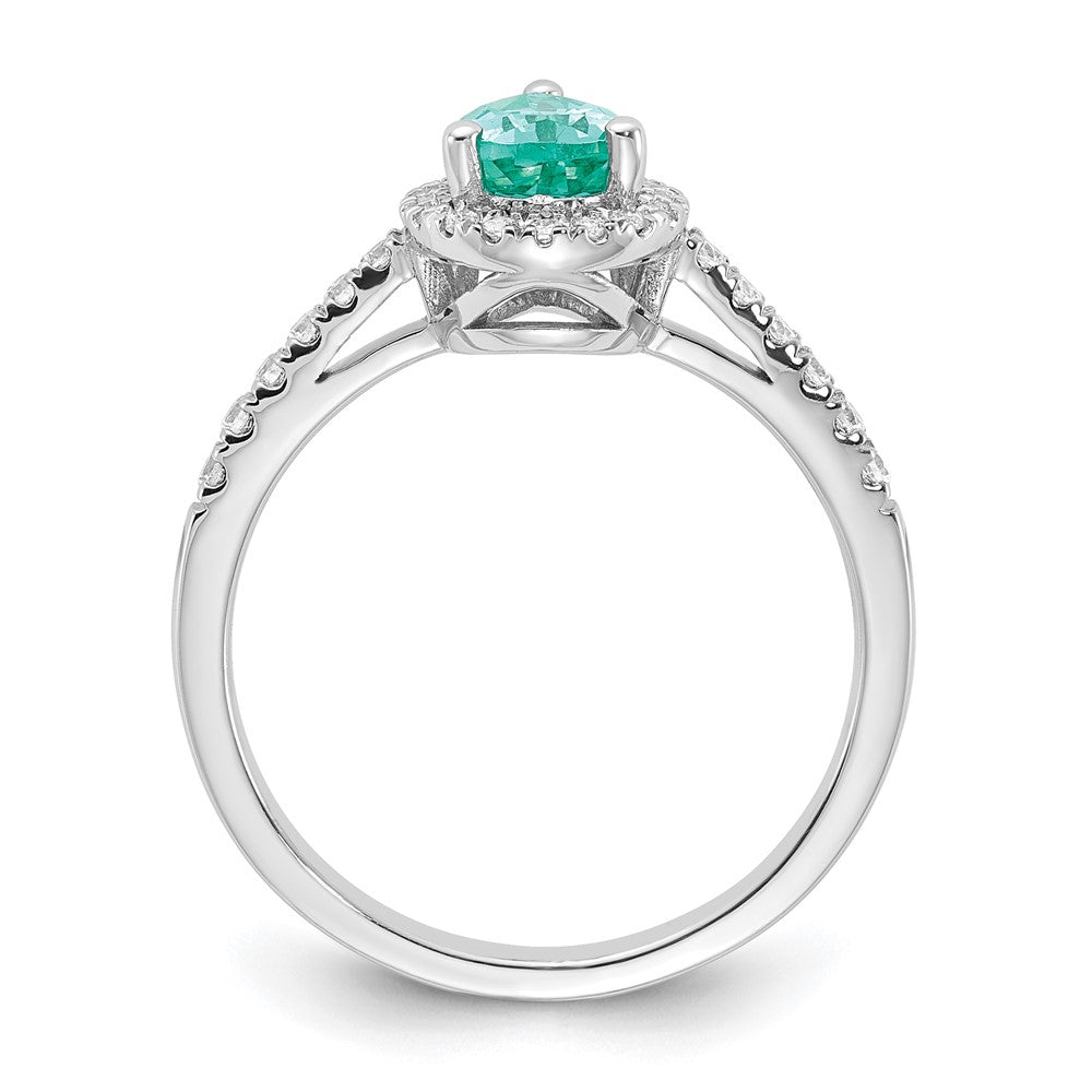 Pure Serenity 14K Weißgold Ring mit 0,25 ct. im Birnenschliff gezüchteten Diamanten VS/SI+ G+ und gezüchtetem Paraiba