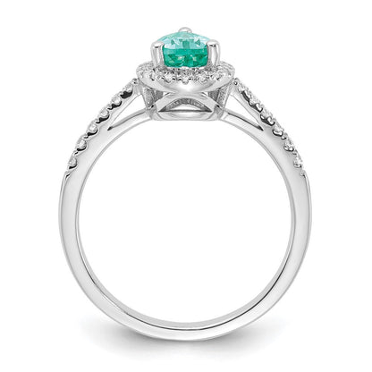 Pure Serenity 14K Weißgold Ring mit 0,25 ct. im Birnenschliff gezüchteten Diamanten VS/SI+ G+ und gezüchtetem Paraiba