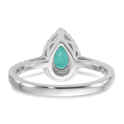 Pure Serenity 14K Weißgold Ring mit 0,25 ct. im Birnenschliff gezüchteten Diamanten VS/SI+ G+ und gezüchtetem Paraiba