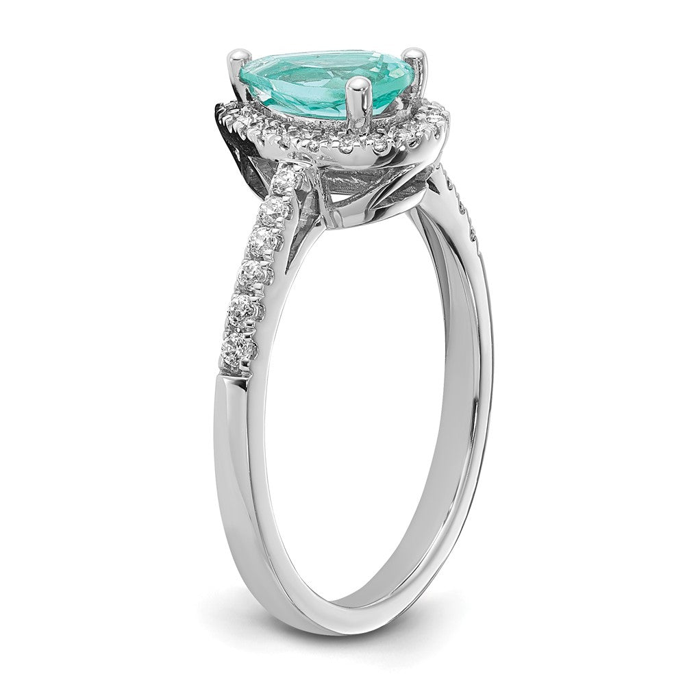 Pure Serenity 14K Weißgold Ring mit 0,25 ct. im Birnenschliff gezüchteten Diamanten VS/SI+ G+ und gezüchtetem Paraiba