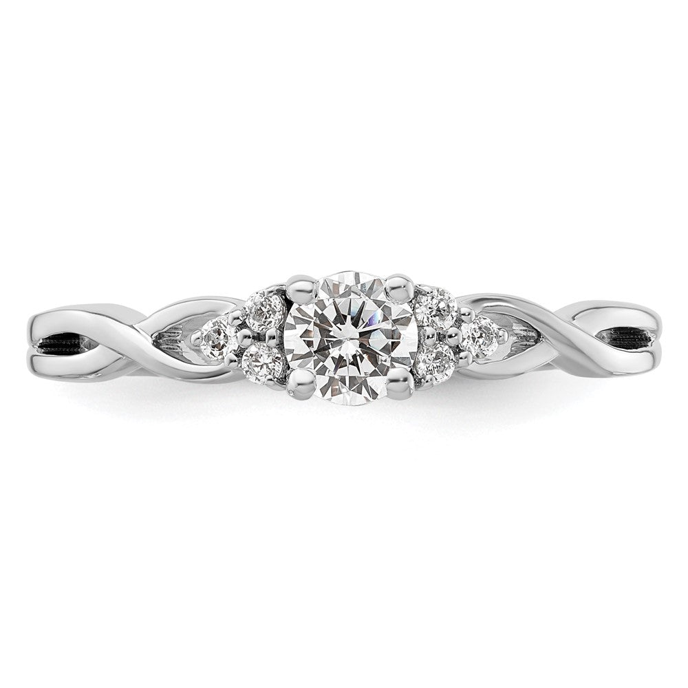 10K Weißgold 14K Verlobungsring mit 0,33 ct. Labor-Diamant, rundem Schliff, VS/SI+ G+, Halo-Fassung