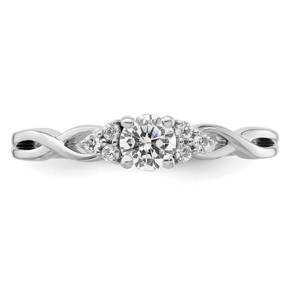 10K Weißgold 14K Verlobungsring mit 0,33 ct. Labor-Diamant, rundem Schliff, VS/SI+ G+, Halo-Fassung