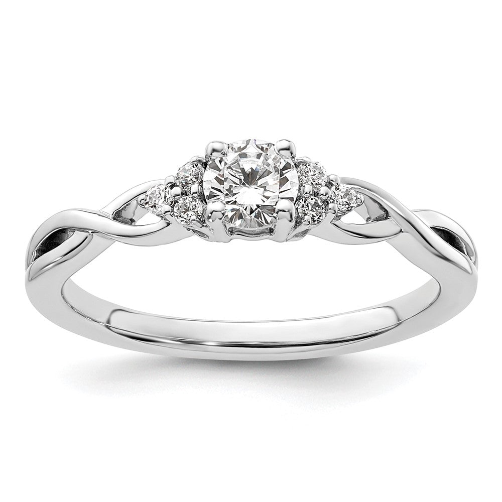 10K Weißgold 14K Verlobungsring mit 0,33 ct. Labor-Diamant, rundem Schliff, VS/SI+ G+, Halo-Fassung