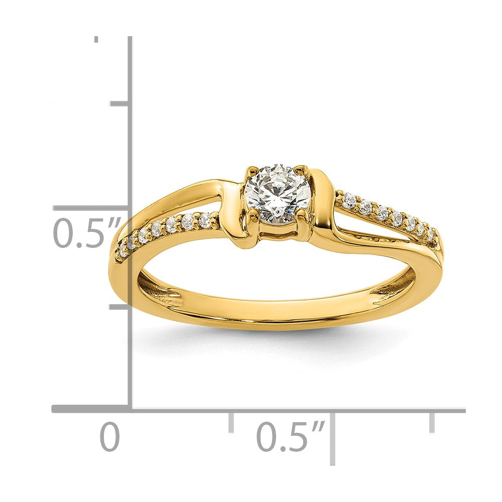 14K Gelbgold Verlobungsring/Versprechensring mit im Labor gezüchtetem VS/SI FGH Diamant