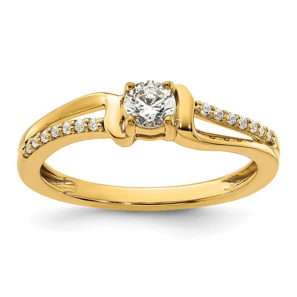 14K Gelbgold Verlobungsring/Versprechensring mit im Labor gezüchtetem VS/SI FGH Diamant