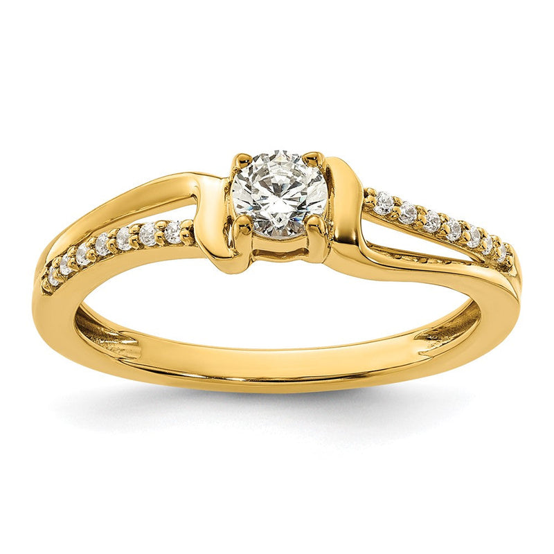 14K Gelbgold Verlobungsring/Versprechensring mit im Labor gezüchtetem VS/SI FGH Diamant