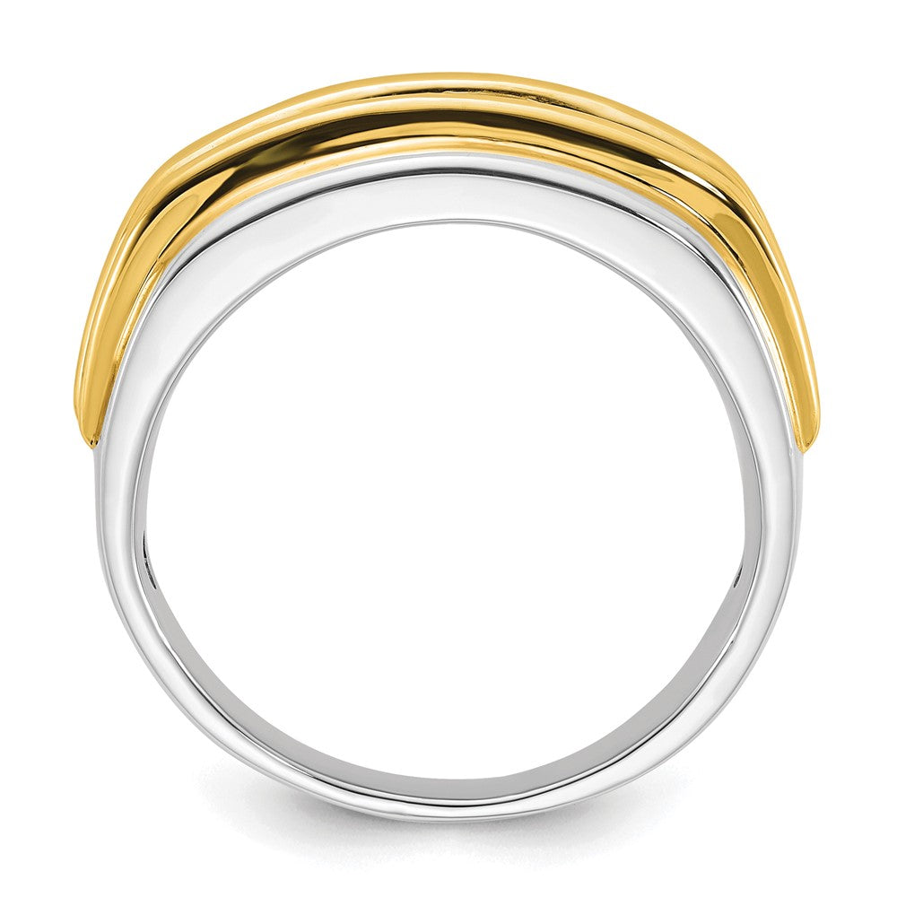 10K Bicolor Herrenring mit 0,5 ct. im Labor gezüchteten Diamanten VS/SI+ G+, Seven-Stone-Design