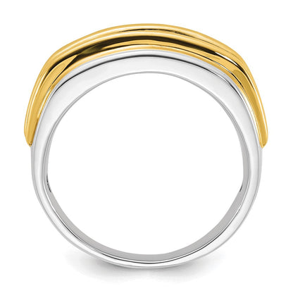 10K Bicolor Herrenring mit 0,5 ct. im Labor gezüchteten Diamanten VS/SI+ G+, Seven-Stone-Design
