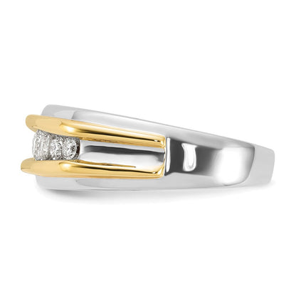 10K Bicolor Herrenring mit 0,5 ct. im Labor gezüchteten Diamanten VS/SI+ G+, Seven-Stone-Design