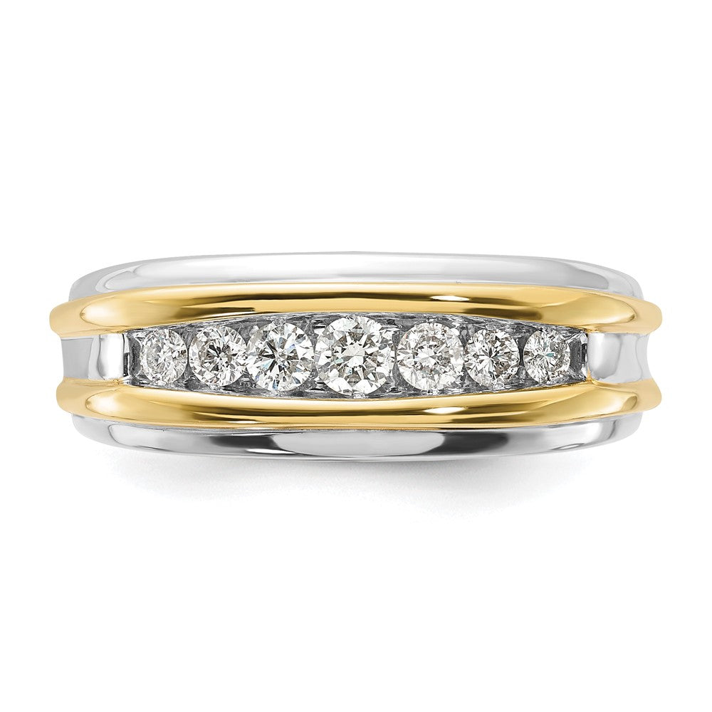 10K Bicolor Herrenring mit 0,5 ct. im Labor gezüchteten Diamanten VS/SI+ G+, Seven-Stone-Design
